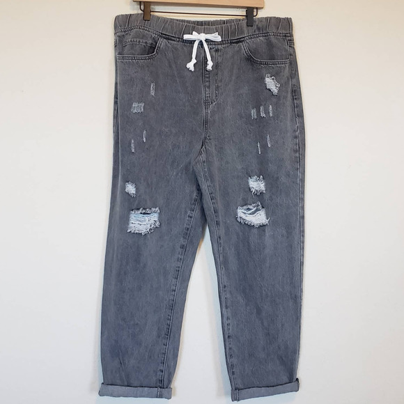 YMI Distressed Charcoal Joggers - Picture 1 of 5